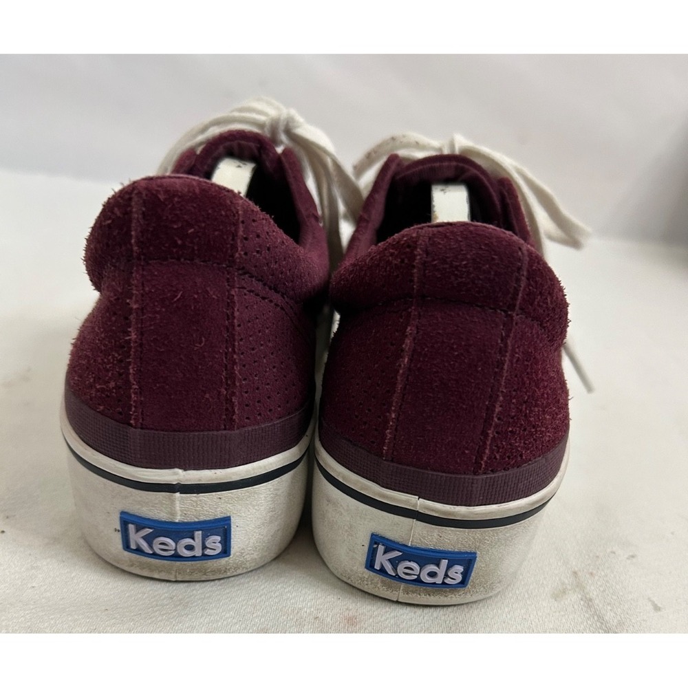 Keds Women's Burgundy Red Suede Lace Up Low Top Sneakers Logo WH66414 Sz 8.5 - Picture 3 of 6